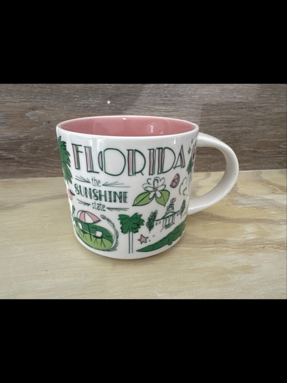 Starbucks Been There Mug FLORIDA Across Globe 14oz coffee cup neon green pink